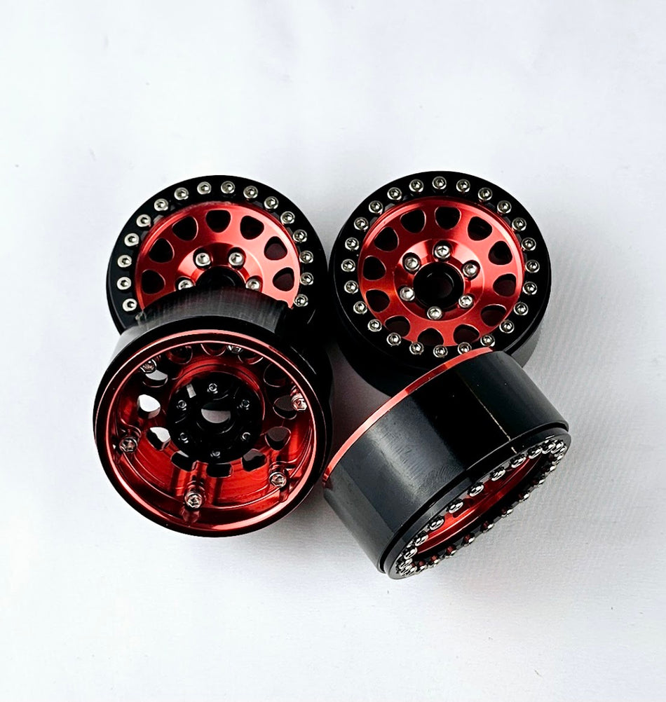 ERC 1.9 CNC Aluminum Bead Lock Wheel Set 4pc Red/Black