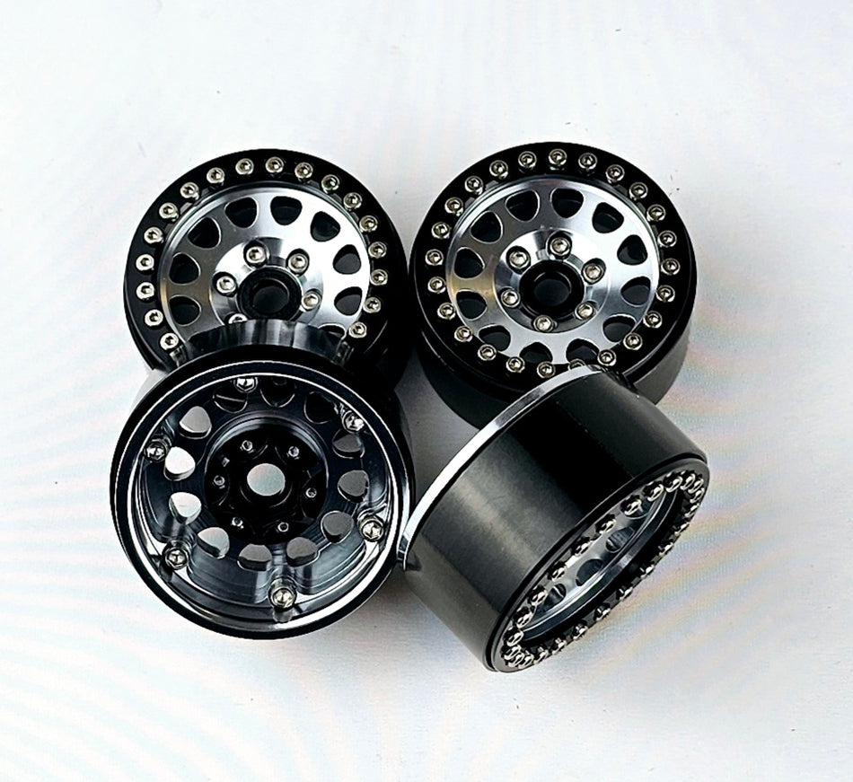 ERC 1.9 CNC Aluminum Bead Lock Wheel Set 4pc Silver/Black