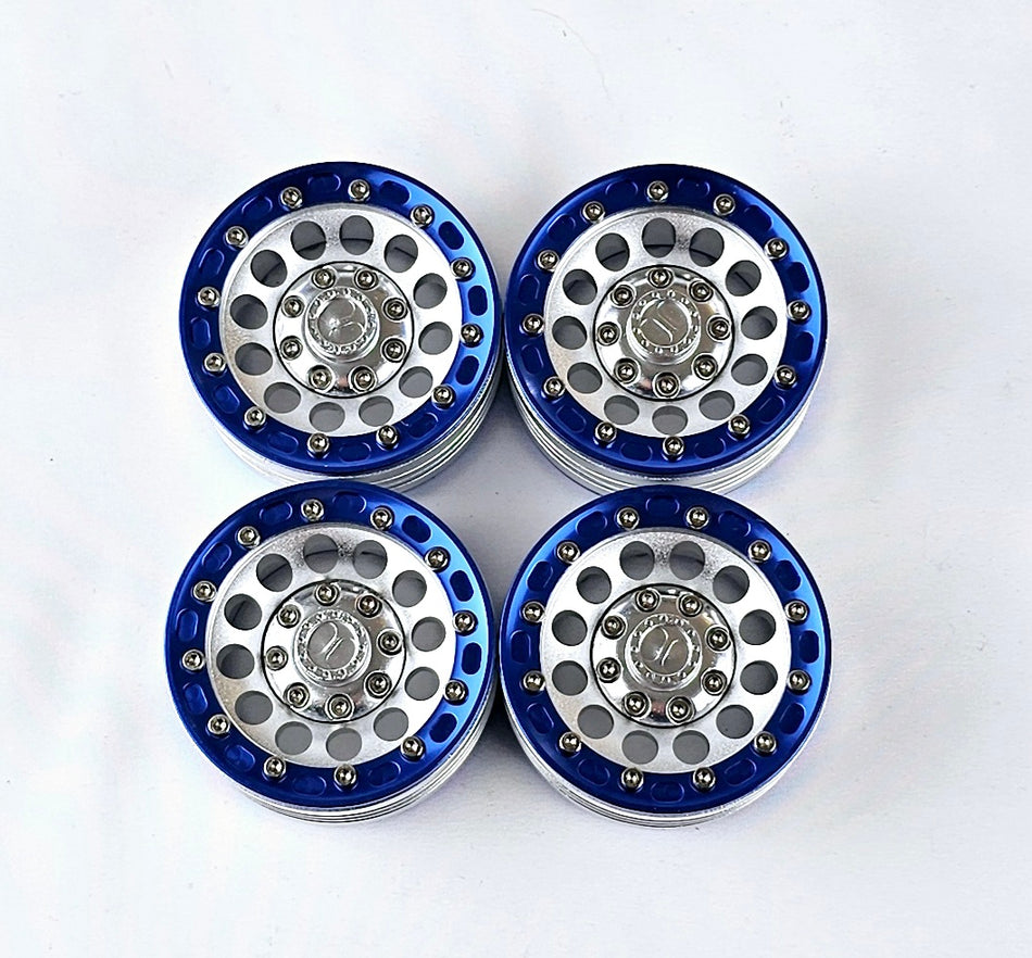 **ERC 1.9 Aluminum CNC Bead Lock Wheel Set 4pc Blue/Silver