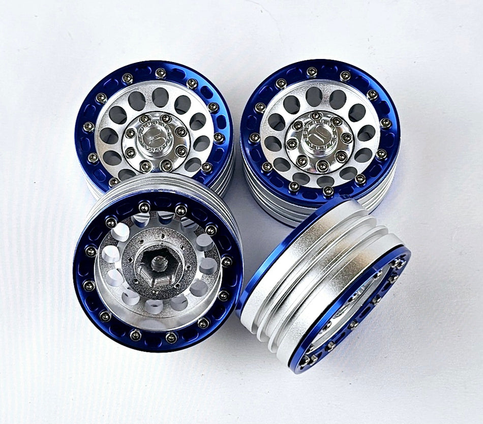 **ERC 1.9 Aluminum CNC Bead Lock Wheel Set 4pc Blue/Silver