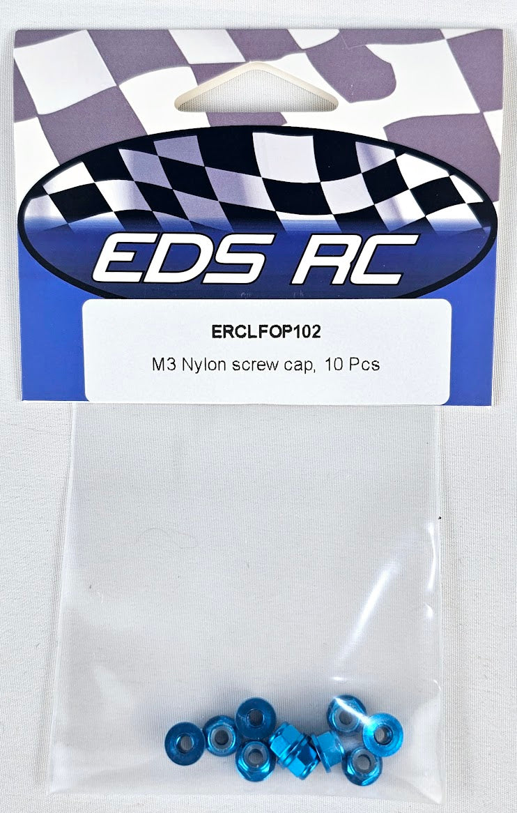 ERC Aluminum M3 Nylon Nut 10 pcs Light Blue