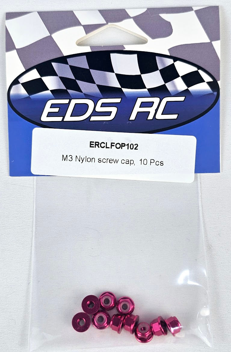 ERC Aluminum M3 Nylon Nut 10 pcs Pink