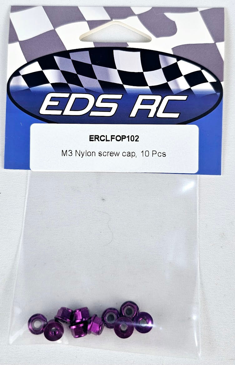 ERC Aluminum M3 Nylon Nut 10 pcs Purple