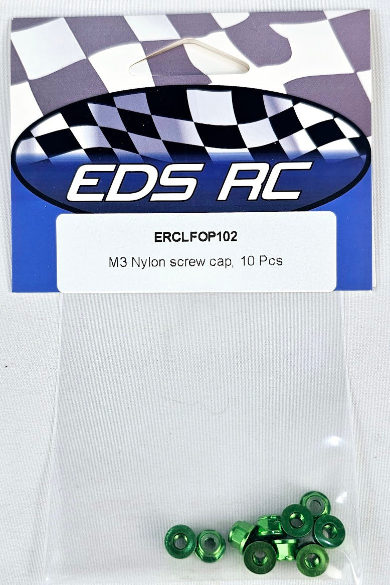 ERC Aluminum M3 Nylon Nut 10 pcs Green