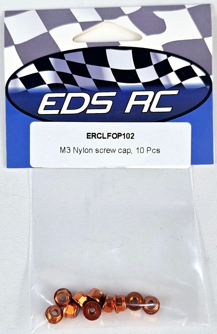 ERC Aluminum M3 Nylon Nut 10 pcs Orange