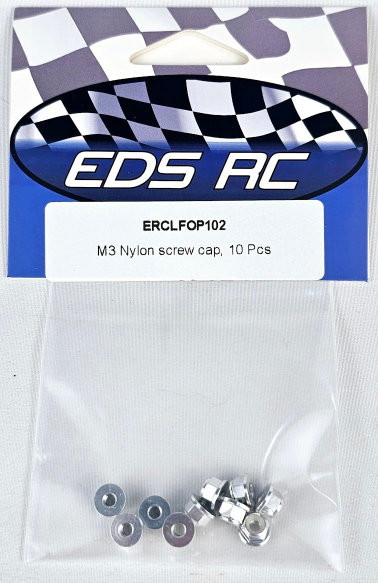 ERC Aluminum M3 Nylon Nut 10 pcs Silver