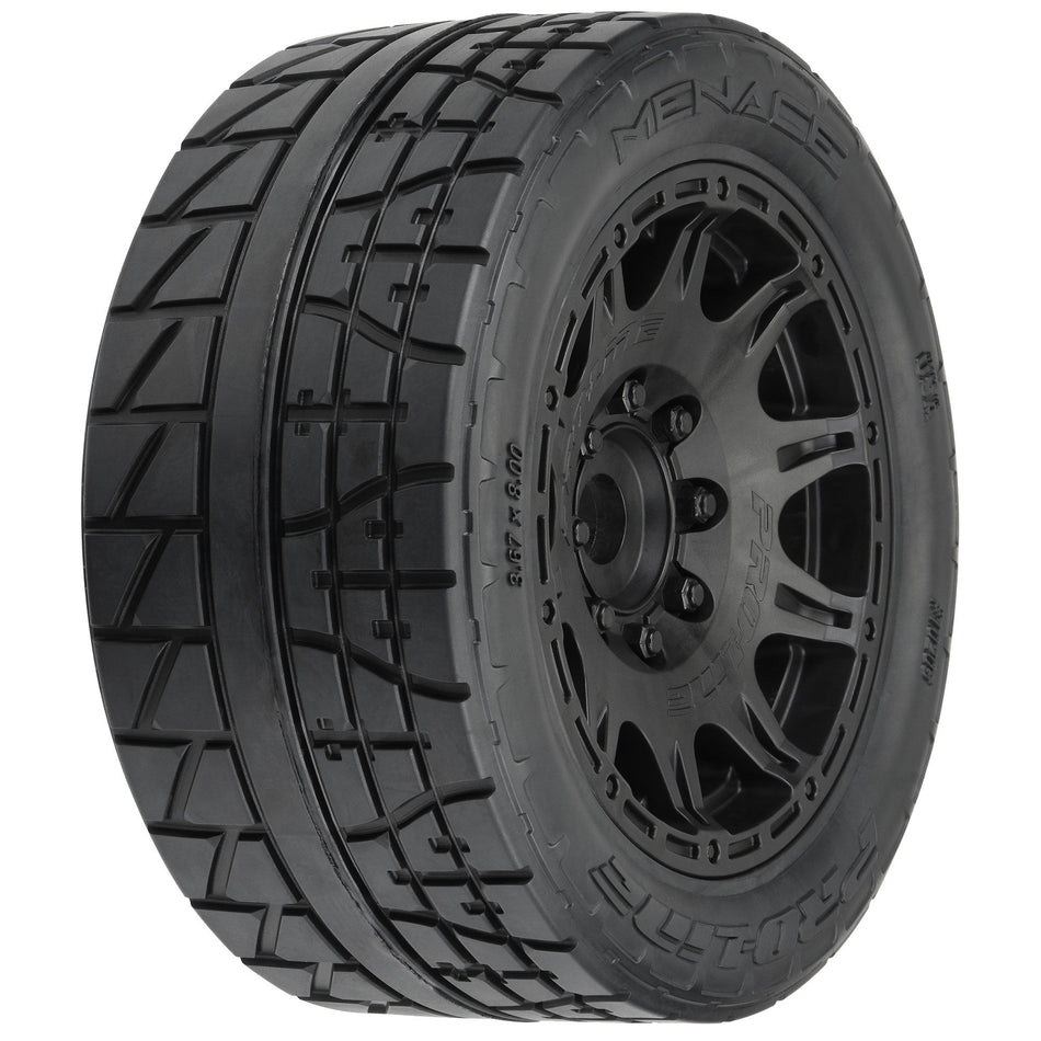 Proline 1/6 Menace HP BELTED F/R 5.7" MT Tires Mounted 24mm Blk Raid (2)