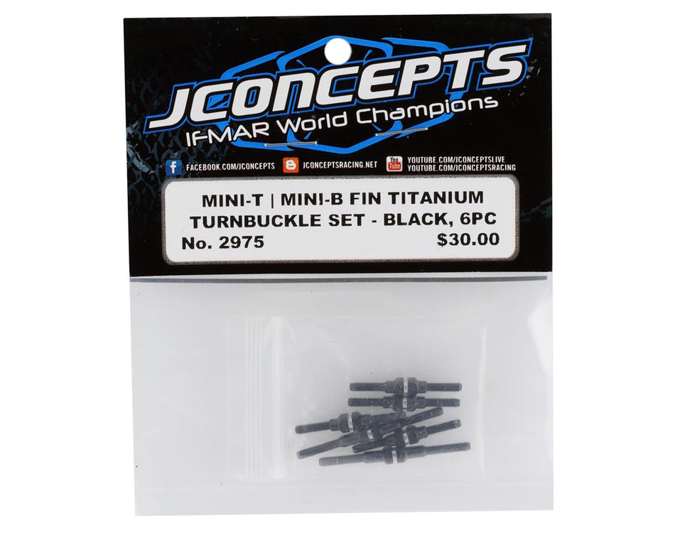 JConcepts Losi Mini-T 2.0/Mini-B Fin Titanium Turnbuckle Kit (Black) (6)