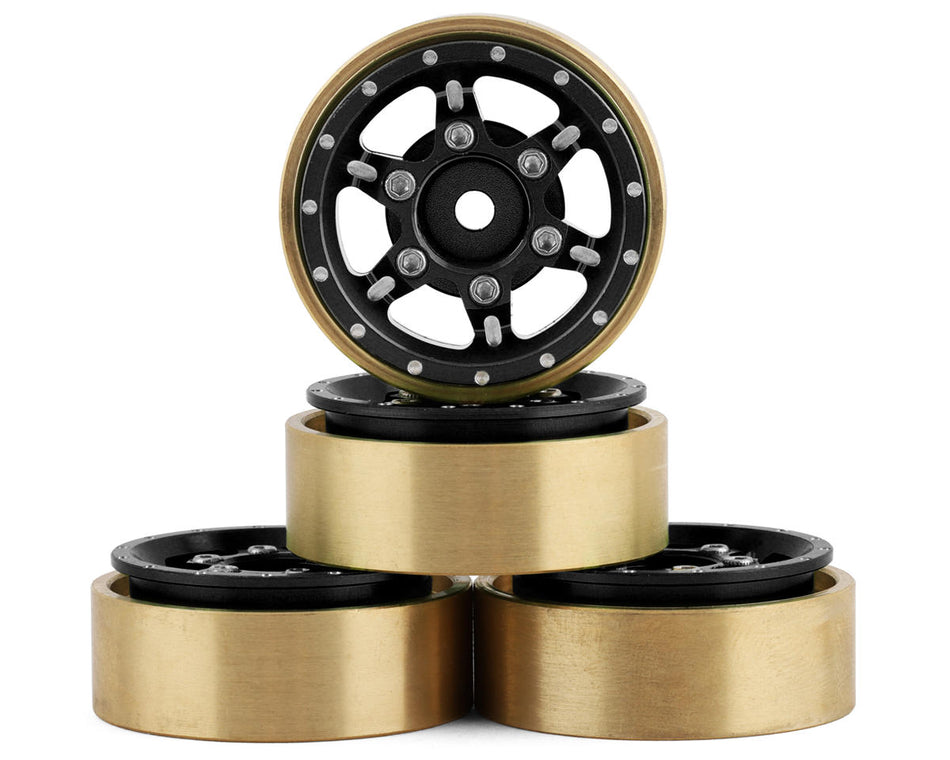 Samix SCX24 Aluminum & Brass Adjustable Offset 1.0" Beadlock Wheels (Black) (4) (23.75g)