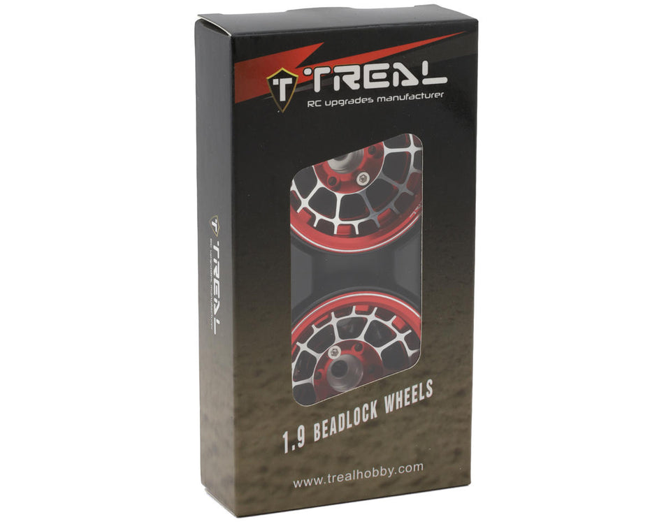 Treal Hobby Type A 1.9'' Spoked Beadlock Wheels (Red) (2)