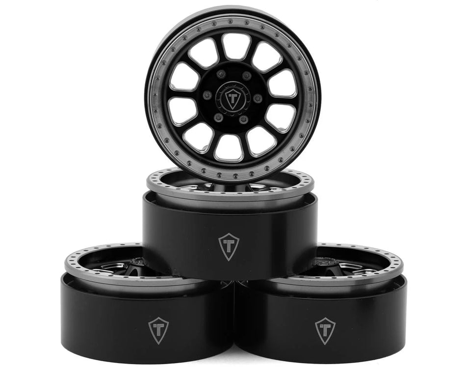 Treal Hobby Type V2 1.9" 10-Spoke Beadlock Wheels (Silver/Black) (4)