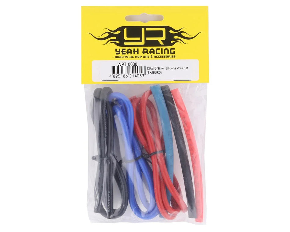 Yeah Racing Silicone Wire Set (Red, Black & Blue) (3) (1.9') (12AWG) w/Heat Shrink