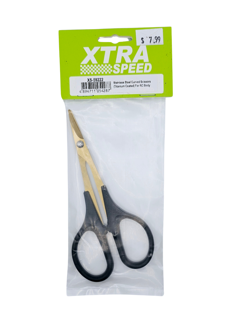 XTRA SPEED STAINLESS STEEL CURVED SCISSORS (TITANIUM COATED) FOR RC BODY