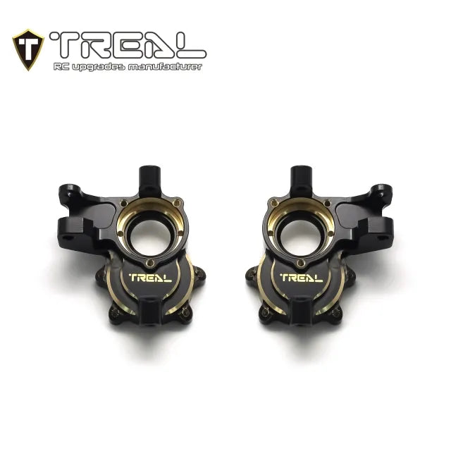 TREAL Brass Front Steering Knuckles, CNC Billet Machined Inner Portal Covers Heavy Weight 40g/pc Upgrades for Redcat GEN9 and Ascent Crawler