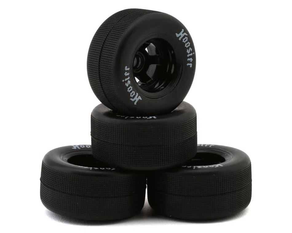 1RC Racing Pre-Mounted 1/18 Asphalt Late Model Hoosier Tires (Black) (4) (F/R) (Soft)