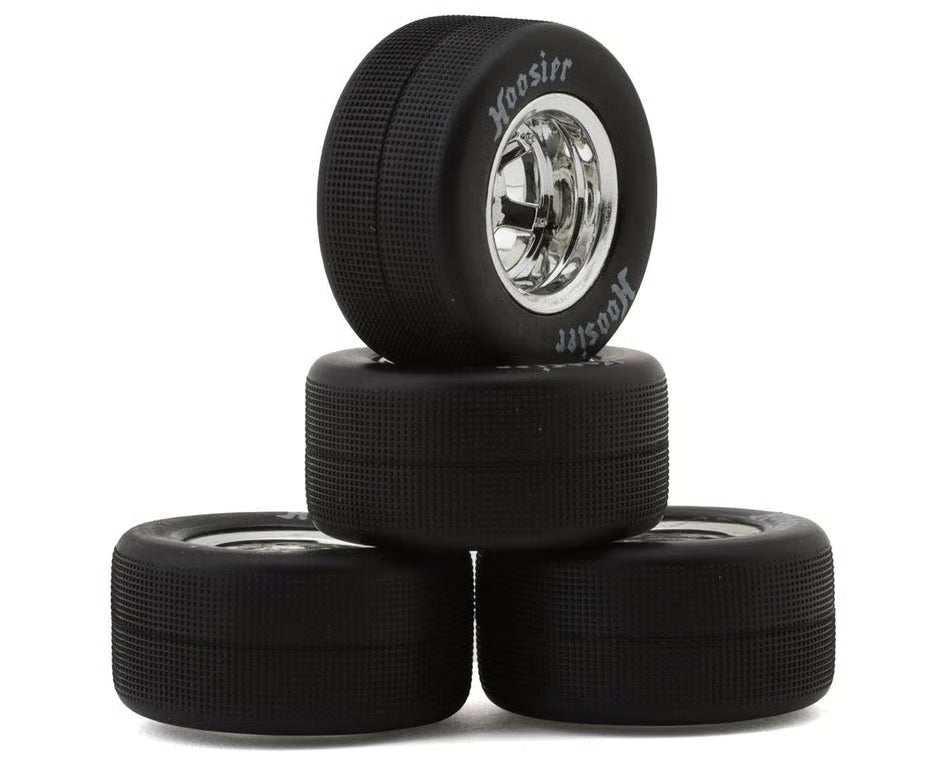 1RC Racing Pre-Mounted 1/18 Asphalt Late Model Hoosier Tires (Chrome) (4) (F/R) (Soft)