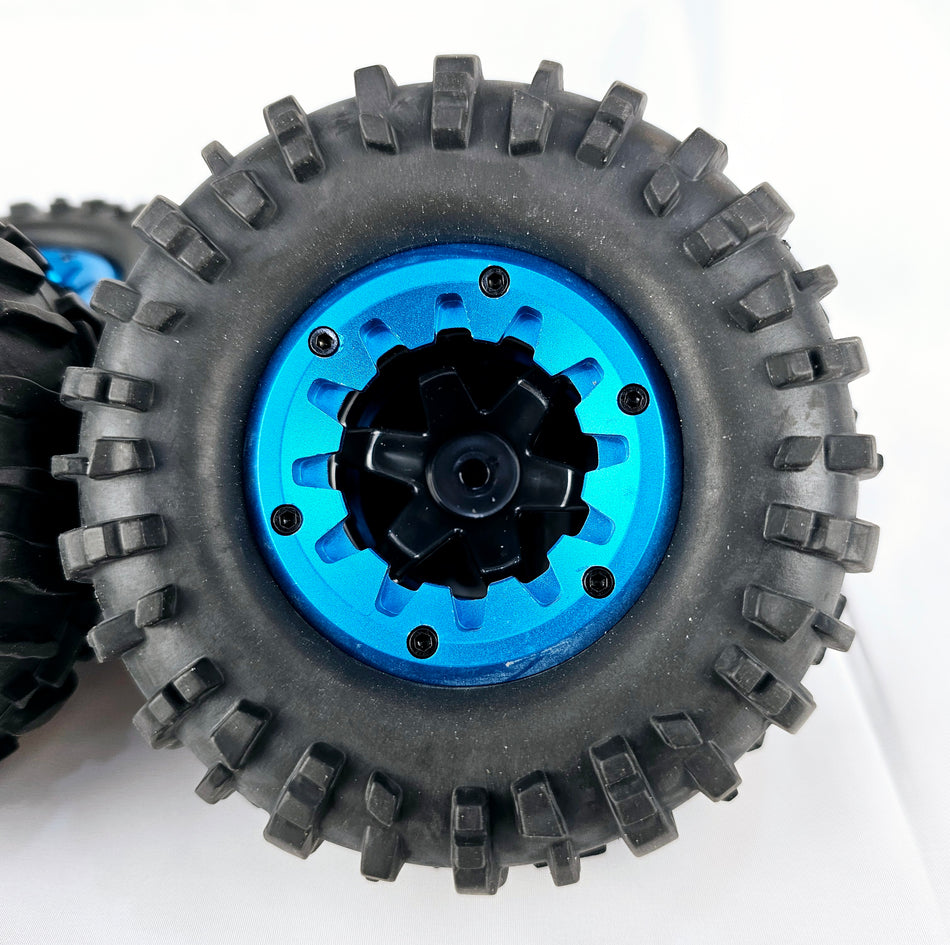 ERC 1/10 Monster Truck Wheel/Tire Blue 4pc Set