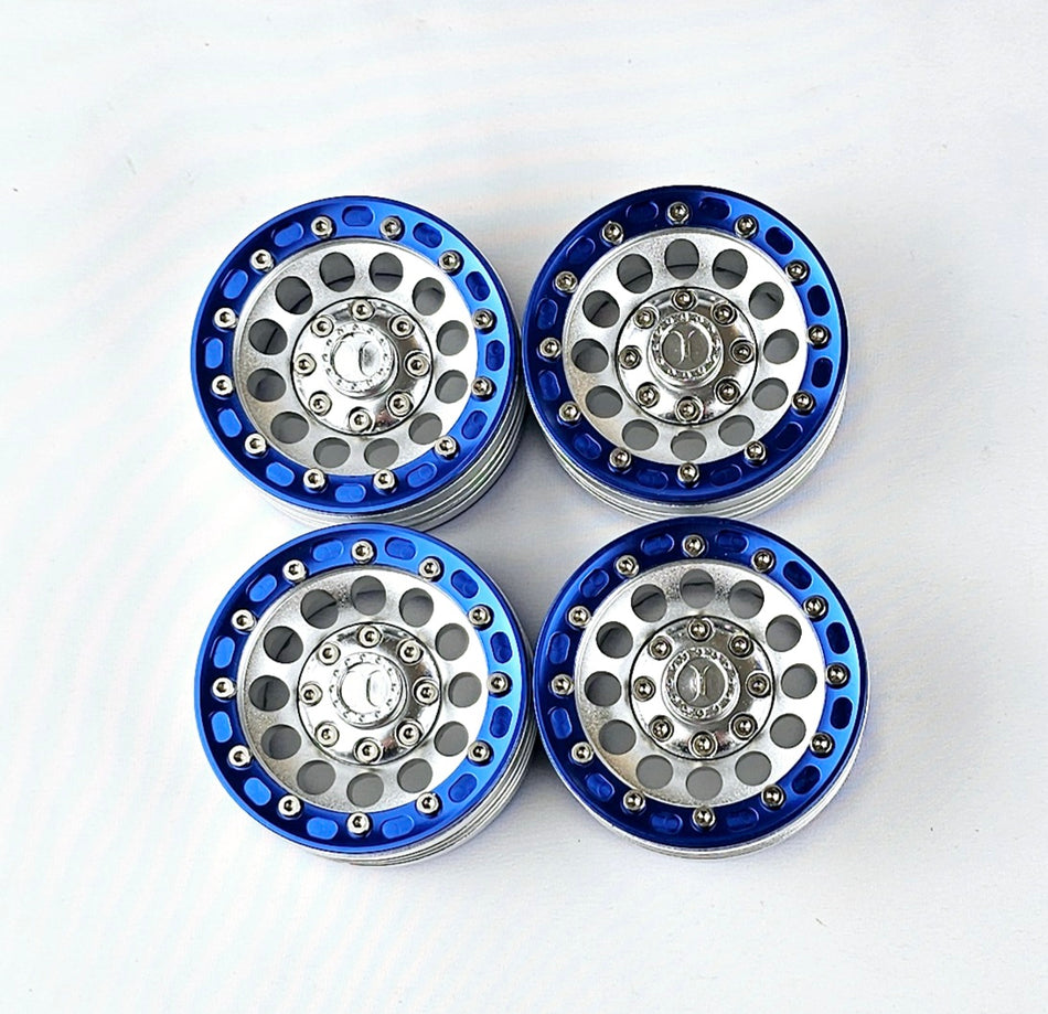 ERC 1.9 CNC Aluminum Bead Lock Wheel Set 4pc Silver/Blue
