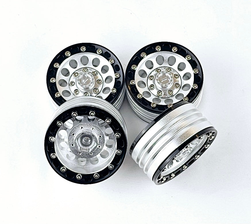 ERC 1.9 Aluminum CNC Bead Lock Wheel Set 4pc Black/Silver