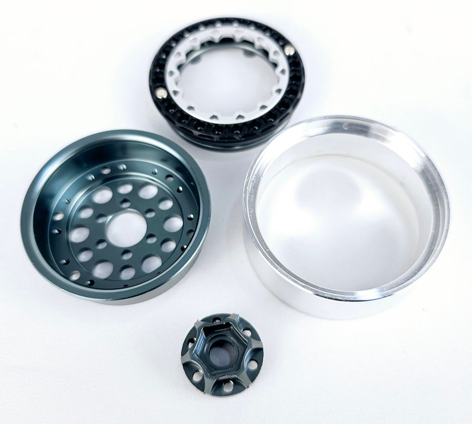 ERC Aluminum 1.9 Bead locks Crawler Black/Silver