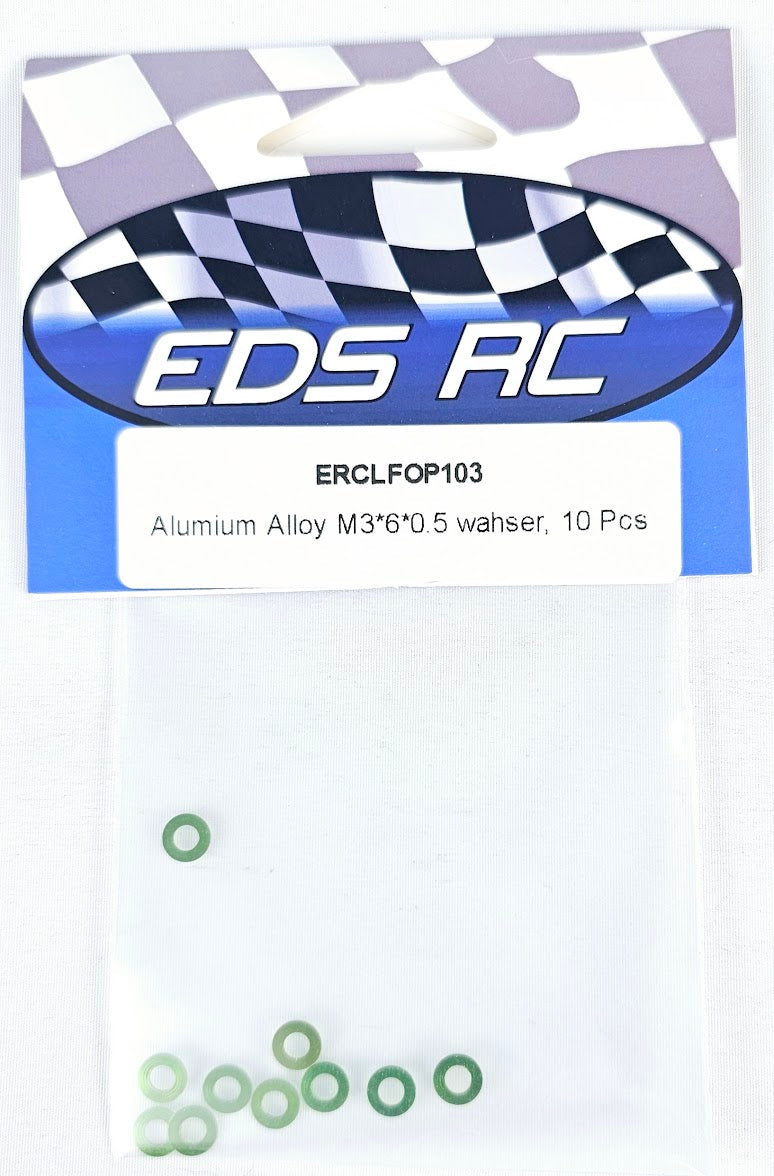 ERC Aluminum Spacers M3*6*.05mm (10pcs) Green