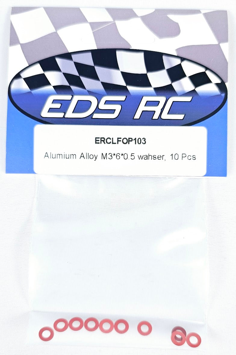 ERC Aluminum Spacers M3*6*.05mm (10pcs) Red