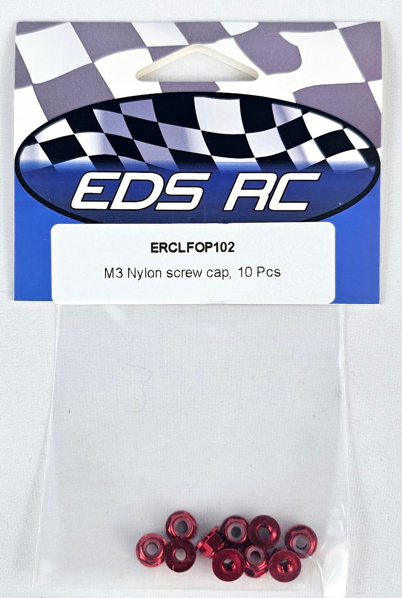 ERC Aluminum M3 Nylon Nut 10 pcs Red