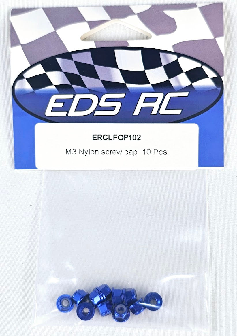 ERC Aluminum M3 Nylon Nut 10 pcs Blue
