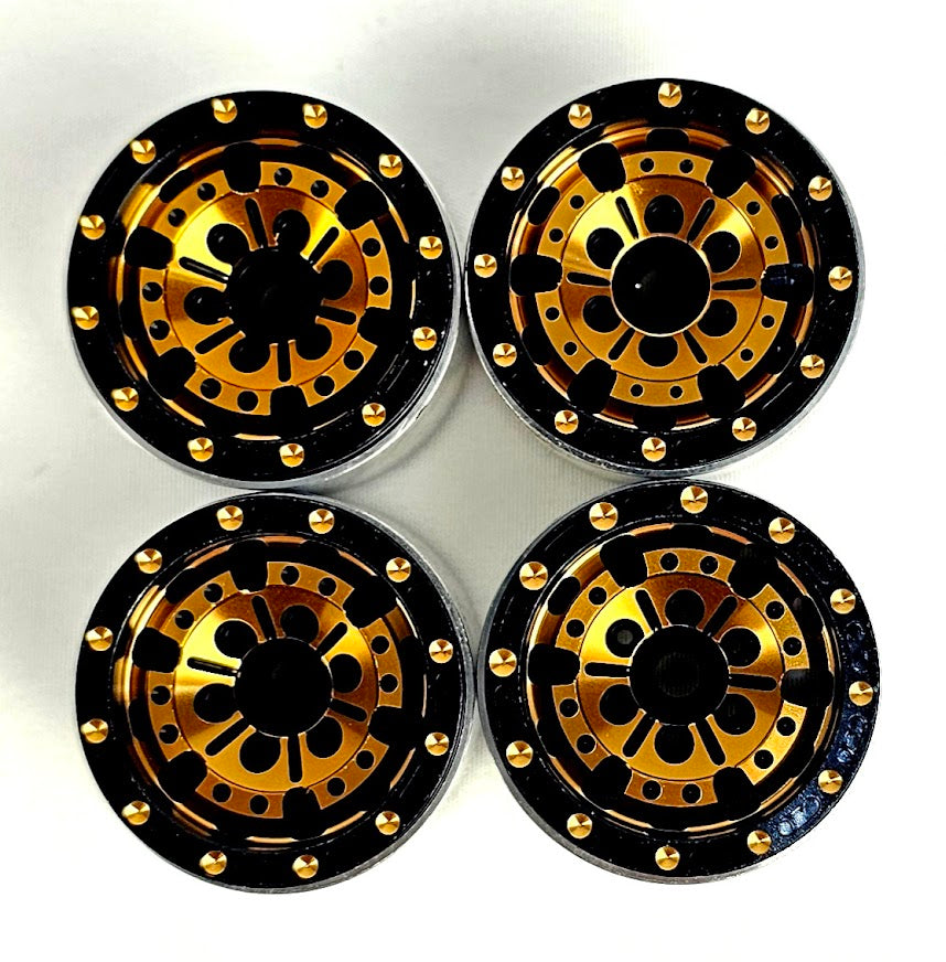 ERC 1.0" Metal Beadlock Wheels (Gold/Black) TRX4M/SCX24 (4)