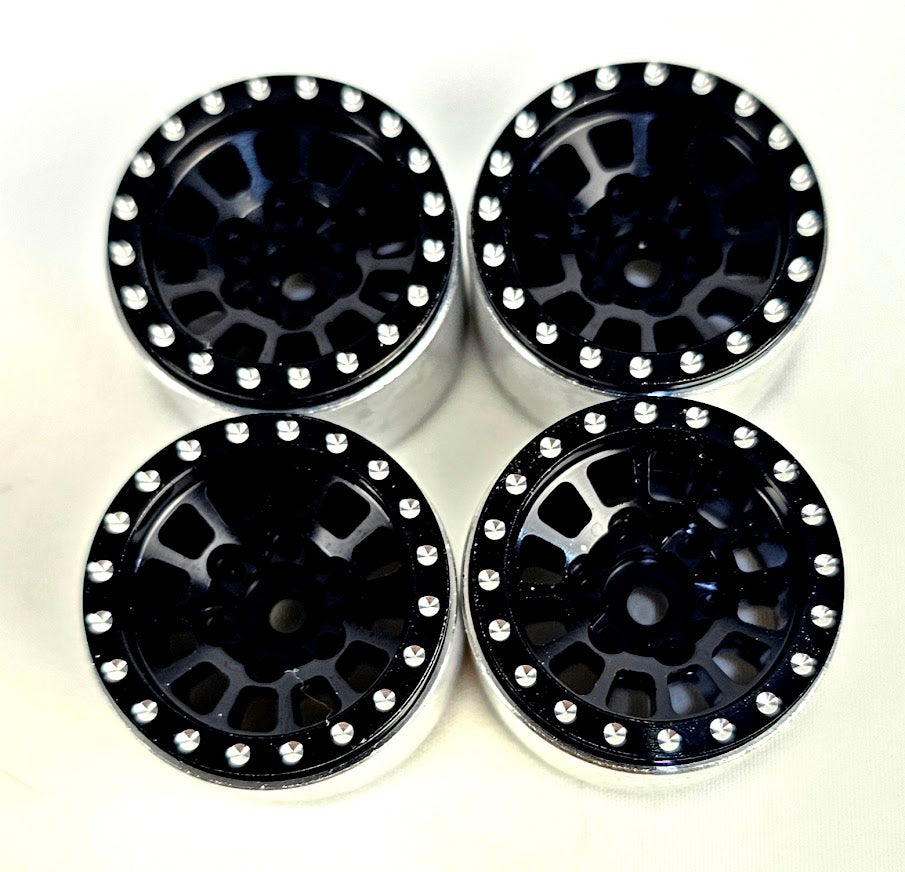ERC 1.0" Metal Beadlock Wheels (Black) TRX4M/SCX24 (4)