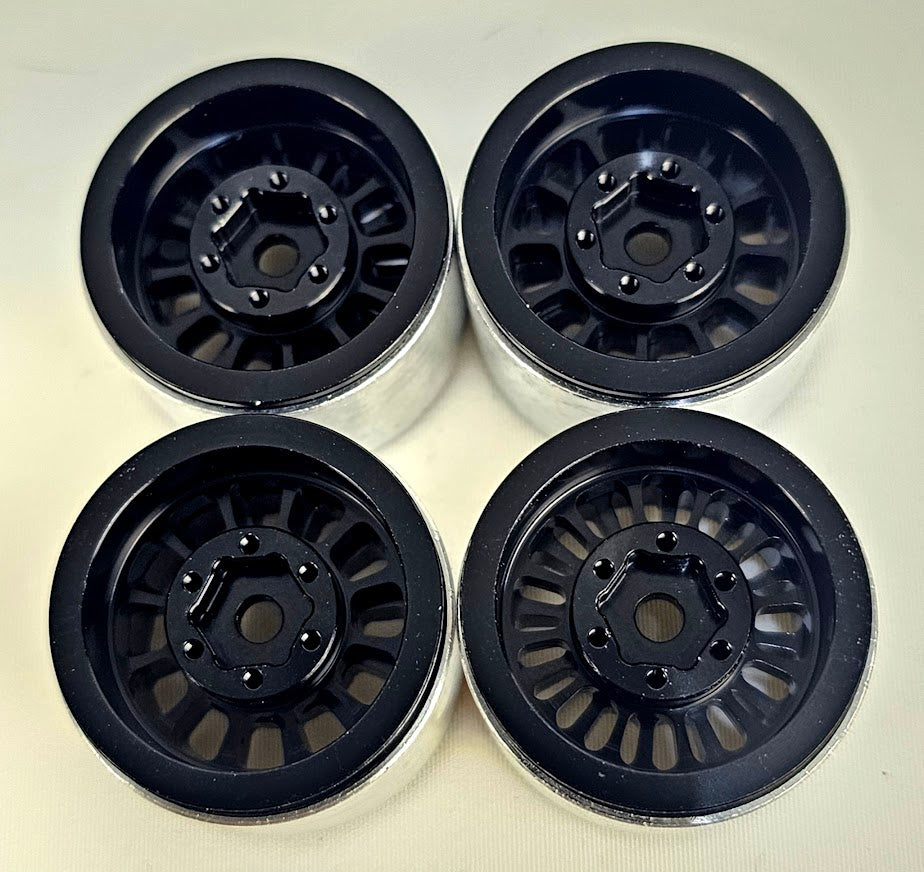 ERC 1.0" Metal Beadlock Wheels (Black) TRX4M/SCX24 (4)