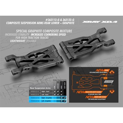 XRAY COMPOSITE SUSPENSION ARM REAR LOWER LEFT - GRAPHITE