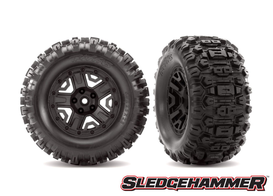 Traxxas 5-Spoke 2.8" Black Wheels & Sledgehammer Tires (2)
