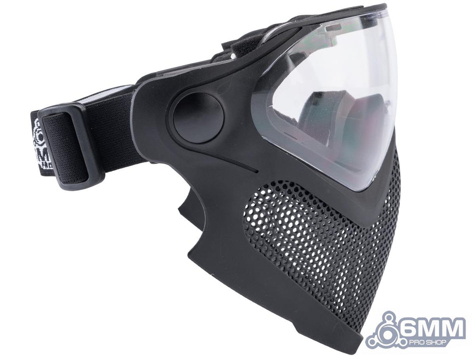 6mmProShop "Pilot" Face Mask w/ Steel Mesh Lower Face Protection (Color: Black / Large)