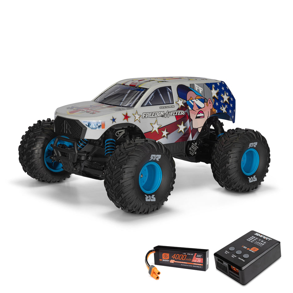 /10 FREEDOM FLYER 223S 2WD RTR Brushless Monster Truck (Battery & Charger Included), White