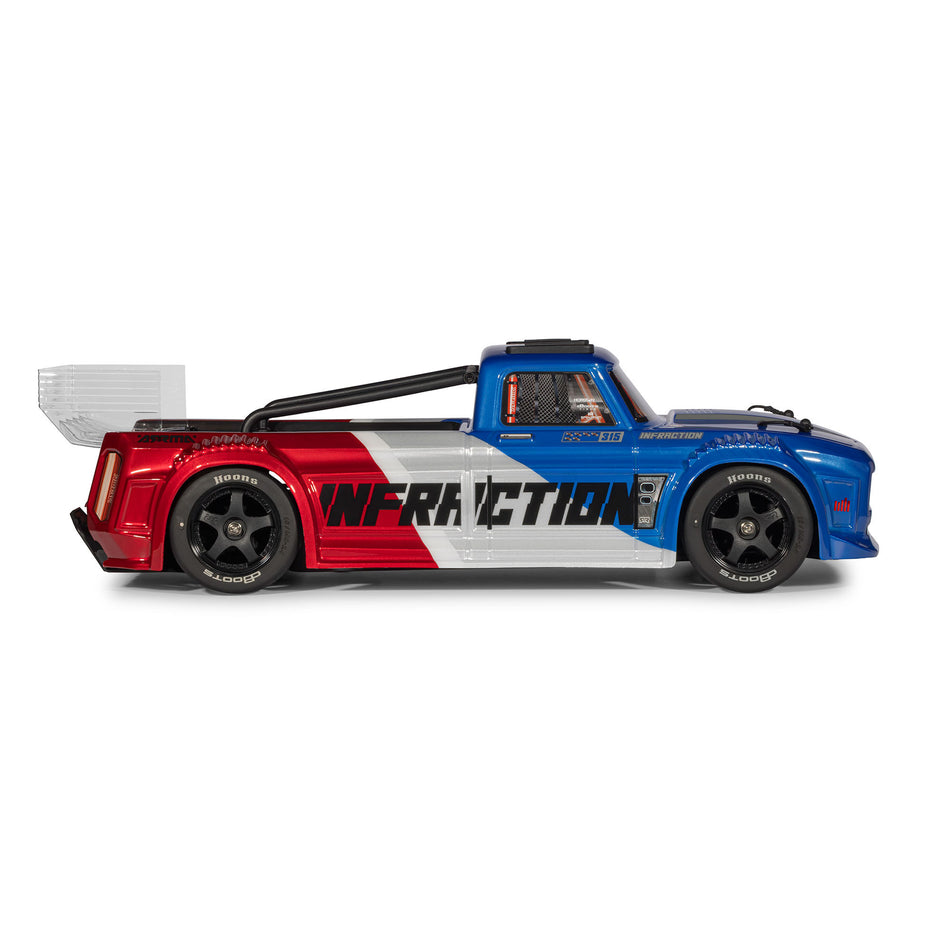 Arrma 1/8 INFRACTION 223S DSC 4X4 RTR Brushless All-Road Street Bash Truck, Blue/Red