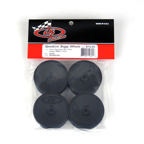 DE Speedline Buggy Wheels for Associated B6.1 / Kyosho RB6 / Front / BLACK / 4pcs