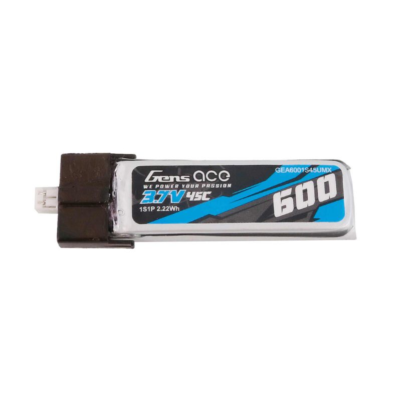Gens Ace 3.7v 600mAh 1S 45C Lipo Battery
