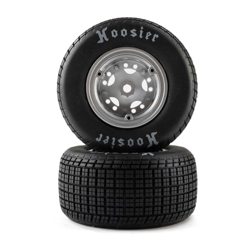Losi Hoosier Tires, Soft, Mounted, Satin Aluminum, Left/Right (2): 22S DLM