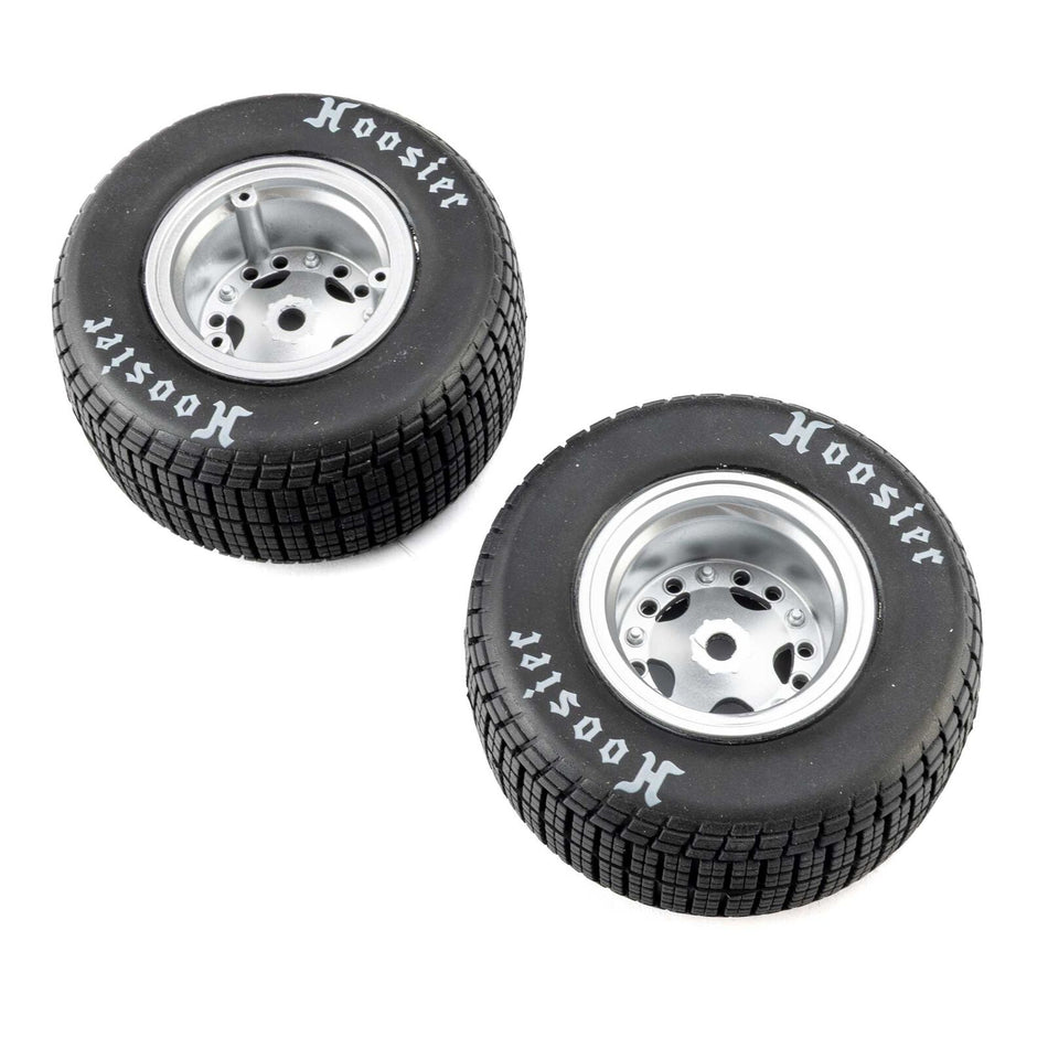 Losi Hoosier Tires, Soft, Mounted, Satin Aluminum, Left/Right (2): 22S DLM