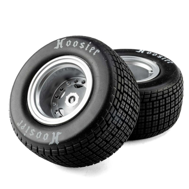 Losi Hoosier Tires, Medium, Mounted, Satin Aluminum, Left/Right (2): 22S DLM