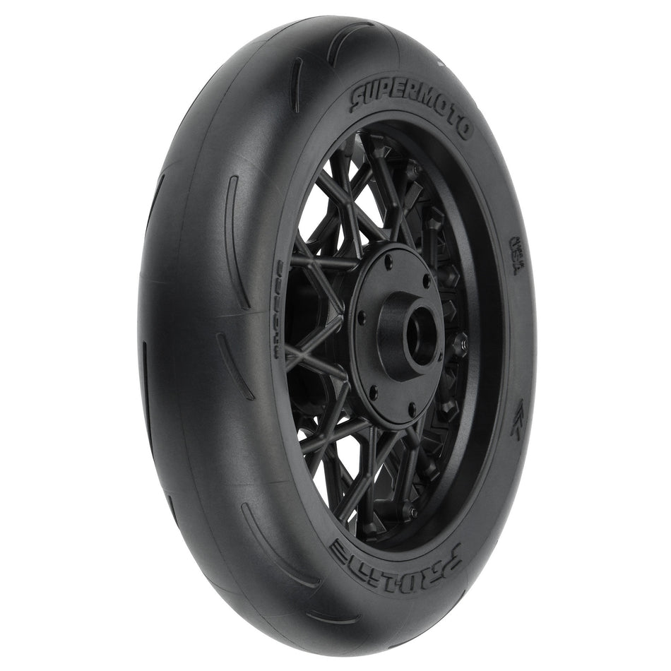 Losi 1/4 Supermoto S3 Motorcycle Front Tire MTD Black (1): PROMOTO-MX