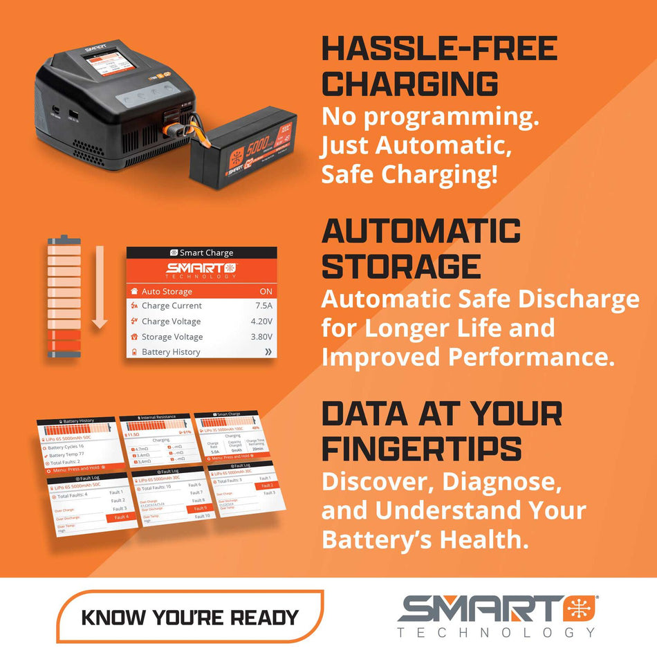 Spektrum 14.8V 5000mAh 4S 30C Smart LiPo Battery: IC5