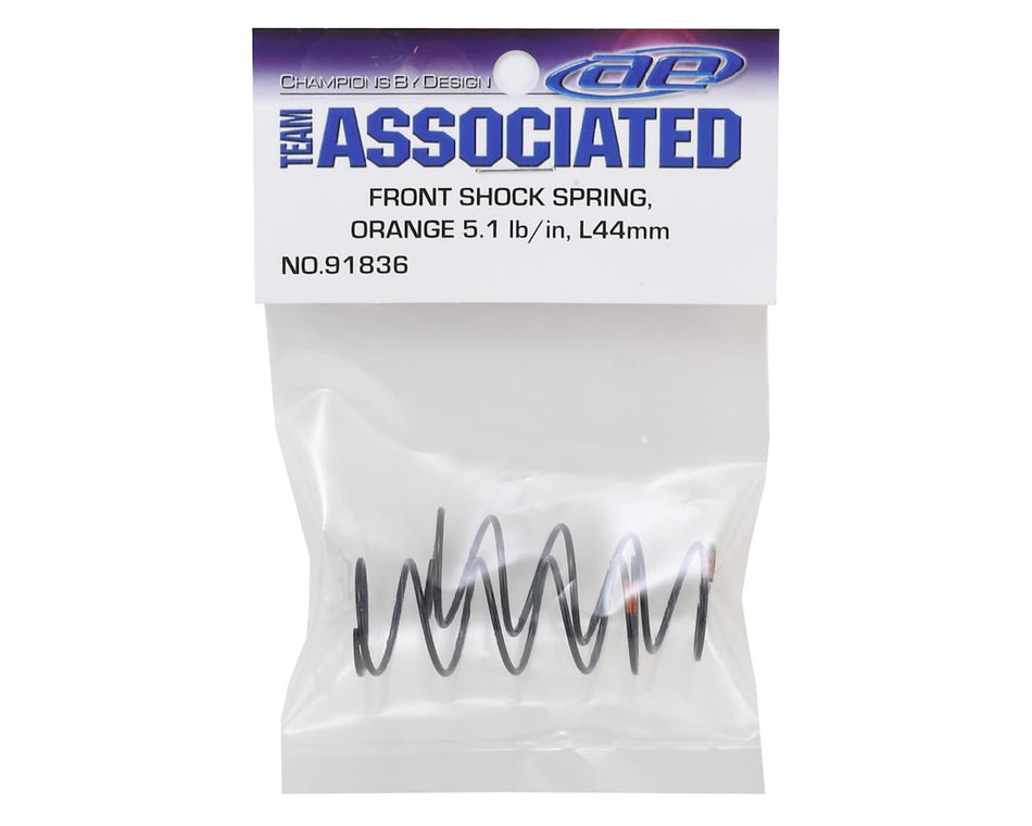 Team Associated 12mm Front Shock Spring (2) (Orange/5.10lbs) (44mm Long)