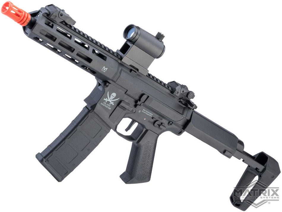 Matrix "Calico Jack" Polymer M4 Airsoft AEG Rifle w/ M-LOK Handguard & MOSFET (Model: PDW / Polymer Handguard / Tanker Stock / Black