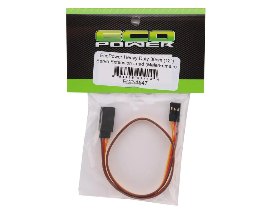 EcoPower Heavy Duty 30cm Servo Extension Lead (Male/Female) (12")