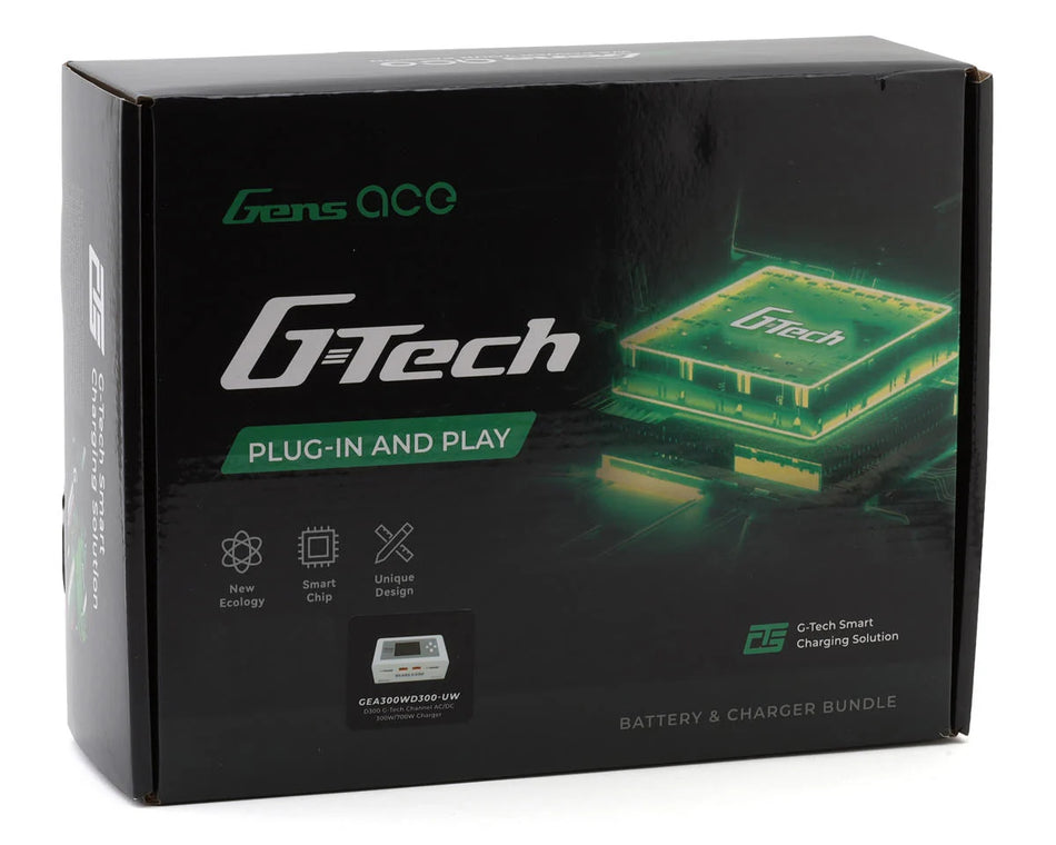 Gens Ace G-Tech Smart 2S Bundle w/Two 2S 35C XT60 LiPo Batteries (5200mAh) & IMars D300 Charger