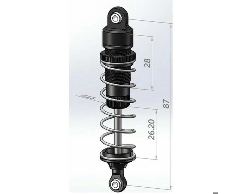 Hot Racing 87mm Pre-Assembled Aluminum Threaded Shocks for Traxxas® Mini Maxx® (Blue) (2)