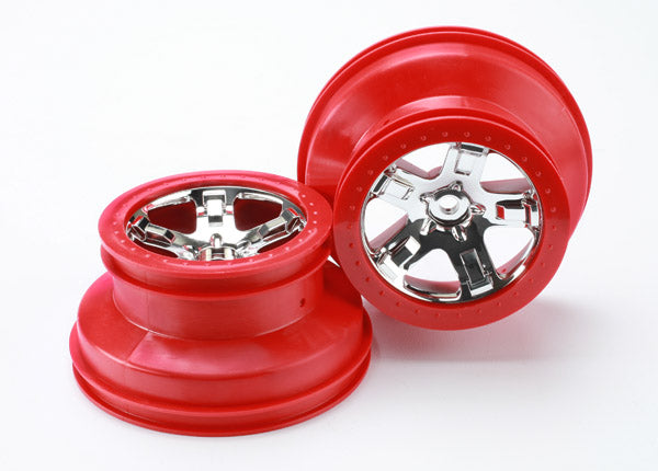 Traxxas SCT Wheels Chrome, Red Beadlock Style, 2.2/ 3.0