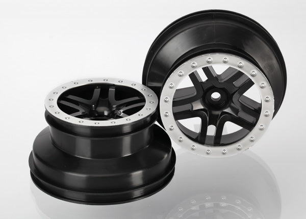 Traxxas Wheels SCT Split Spoke Black, Satin Chrome 4wd Front/Rear